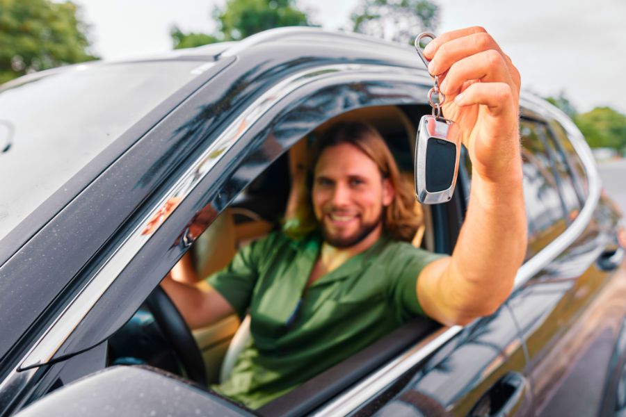 Woman in a Rental Car Vienna International Airport
