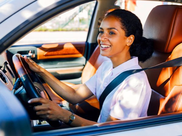 Woman in a Rental Car Vienna International Airport